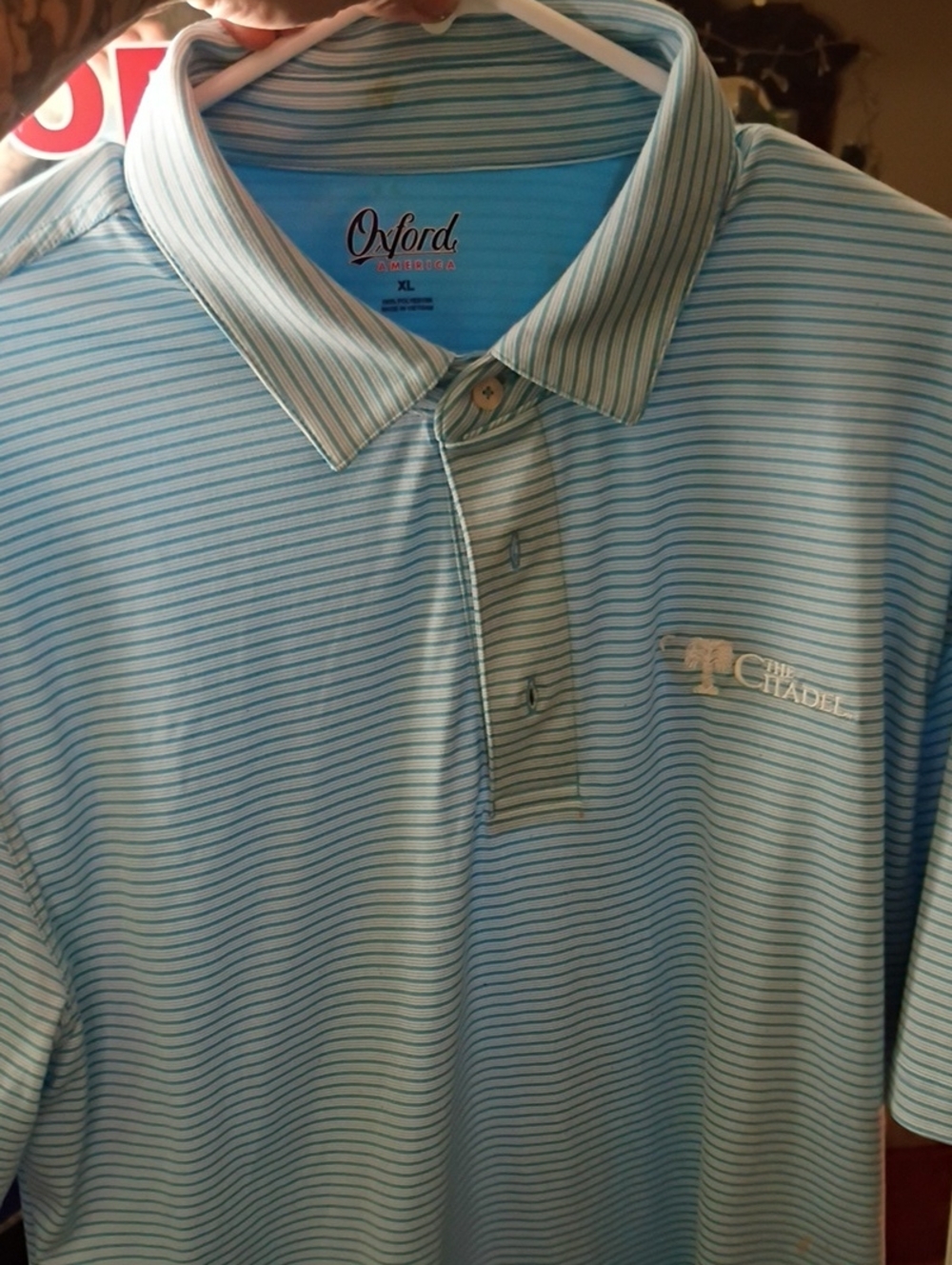 Men’s Light Blue Striped Polo Shirt - XL